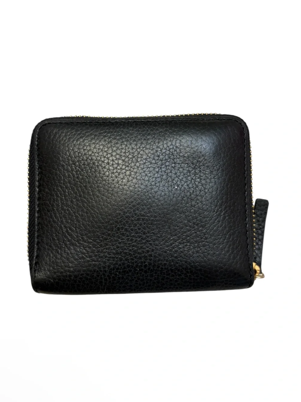 Tory Burch compact small black leather T logo zippy wallet
